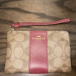 Coach Signature Canvas Corner Zip Wristlet Wallet